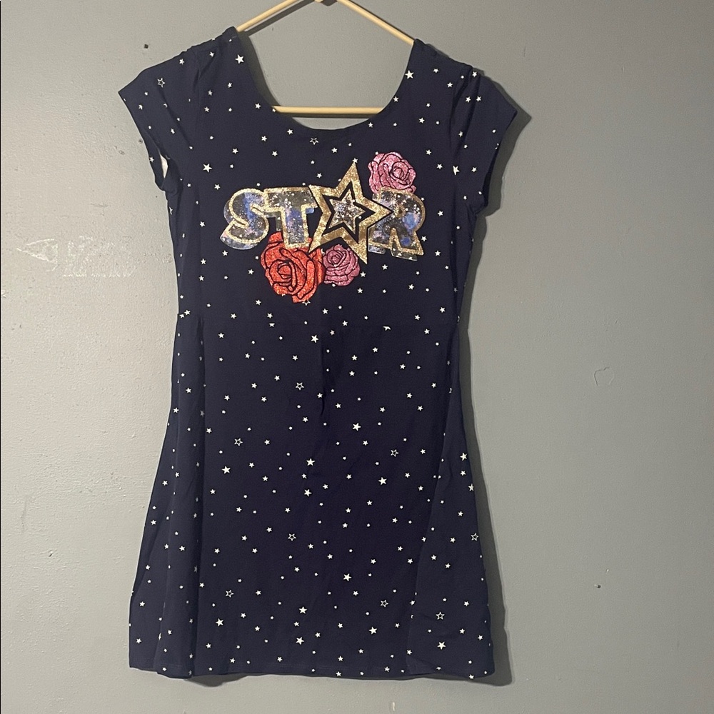 Simply Styled Navy Dress with Star Pattern